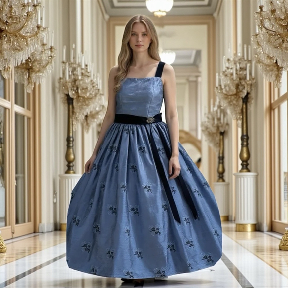 Elena do Vale Formal Gorgeous Blue Prom Dress Wedding Brides Maid Gown Medium